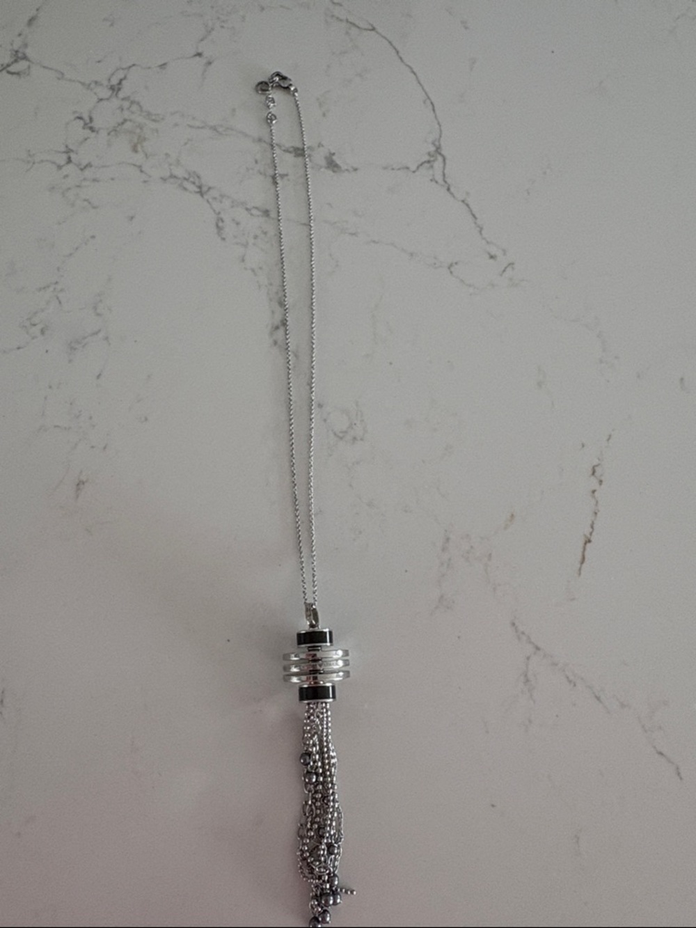Emporio Armani Silver Multi-Chain Tassel Necklace